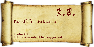 Komár Bettina névjegykártya